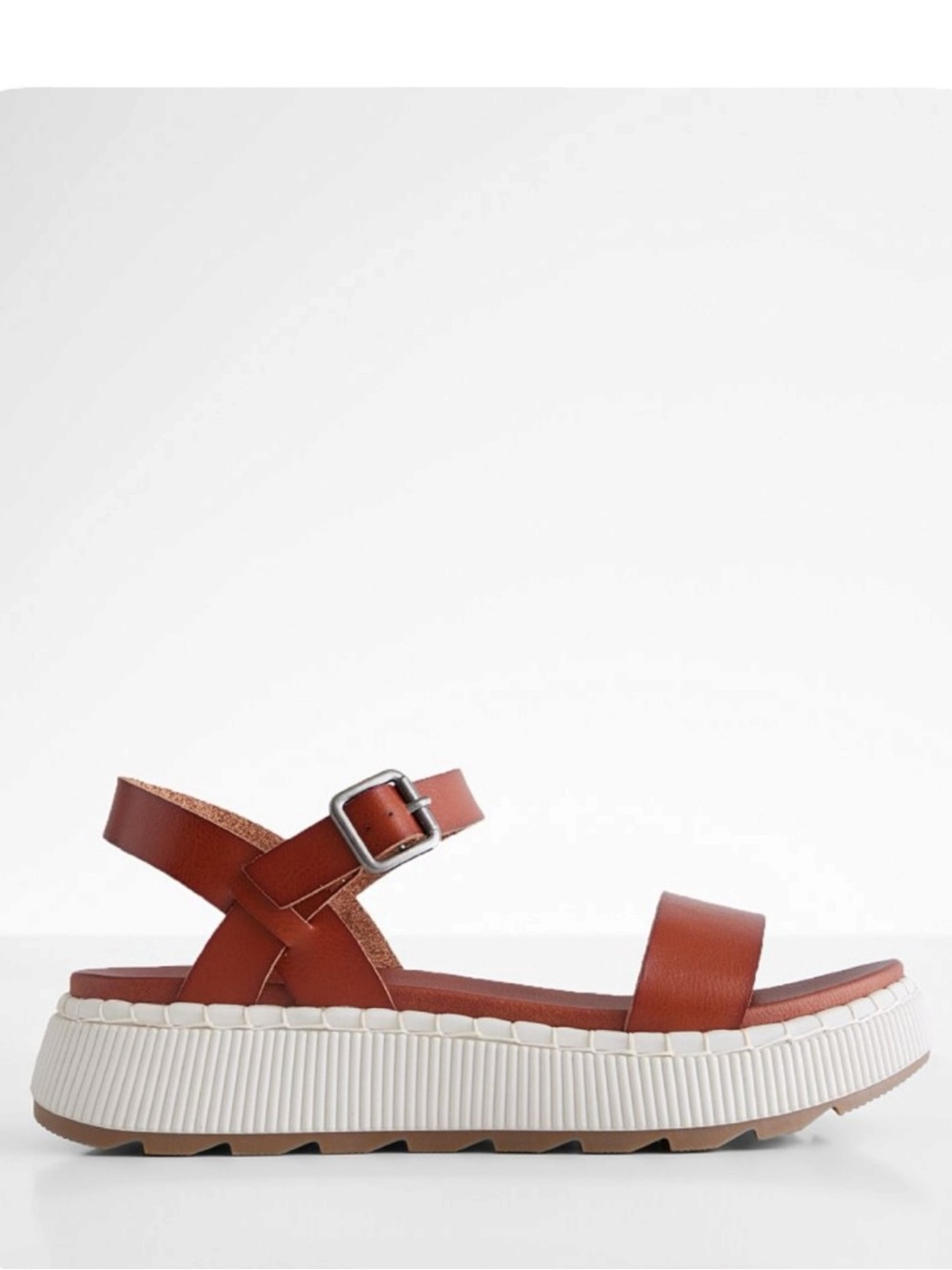 MIA Brown Leather Platform Sandals with White Sole